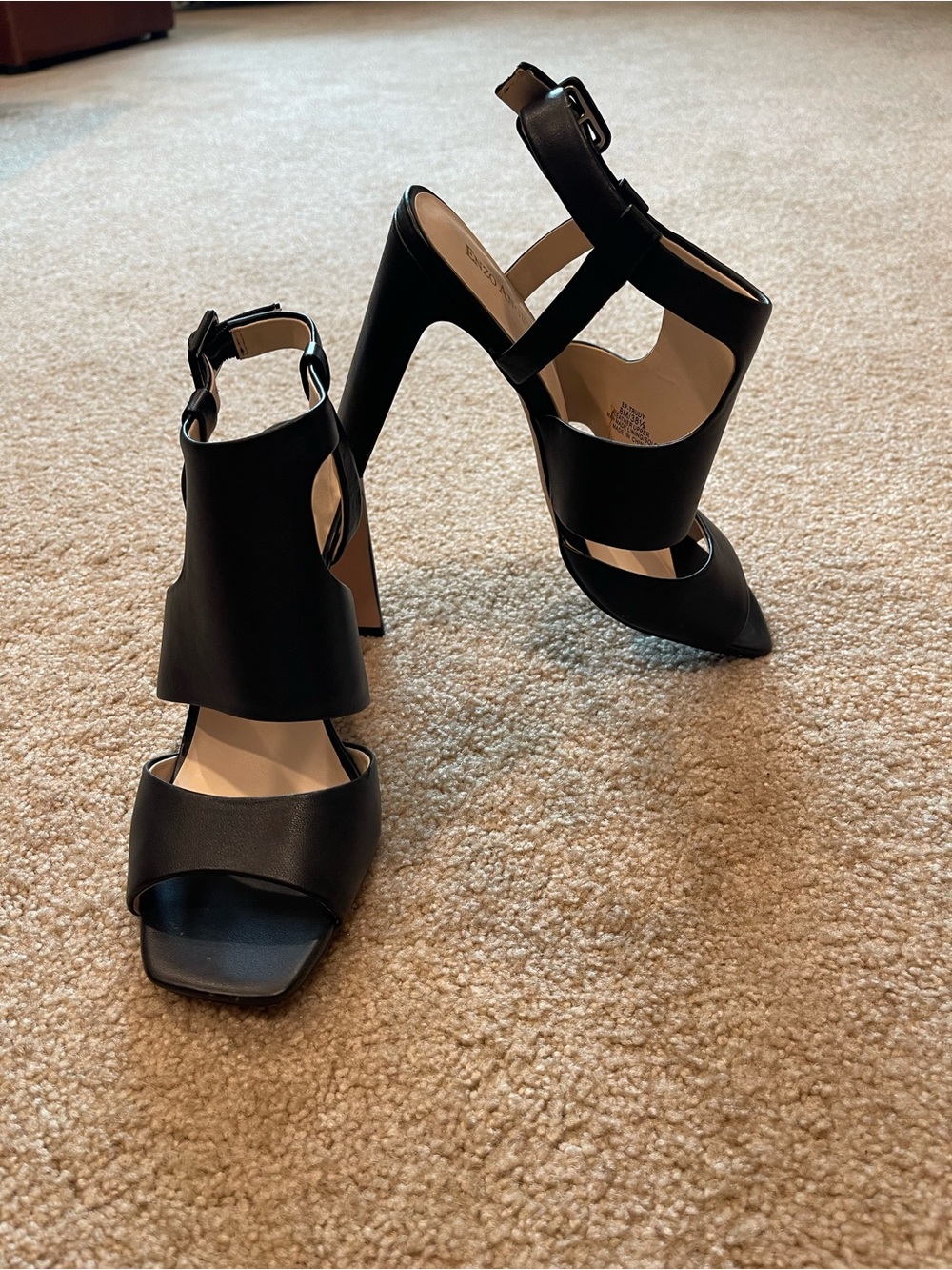 Enzo Angiolini Trudy black open toe block heel sandals